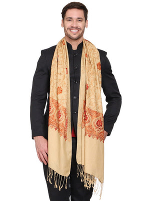 Beige Acrylic Wool Cashmilon Shawl - Indian Silk House Agencies