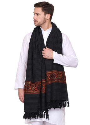 Black Acrylic Wool Cashmilon Shawl - Indian Silk House Agencies