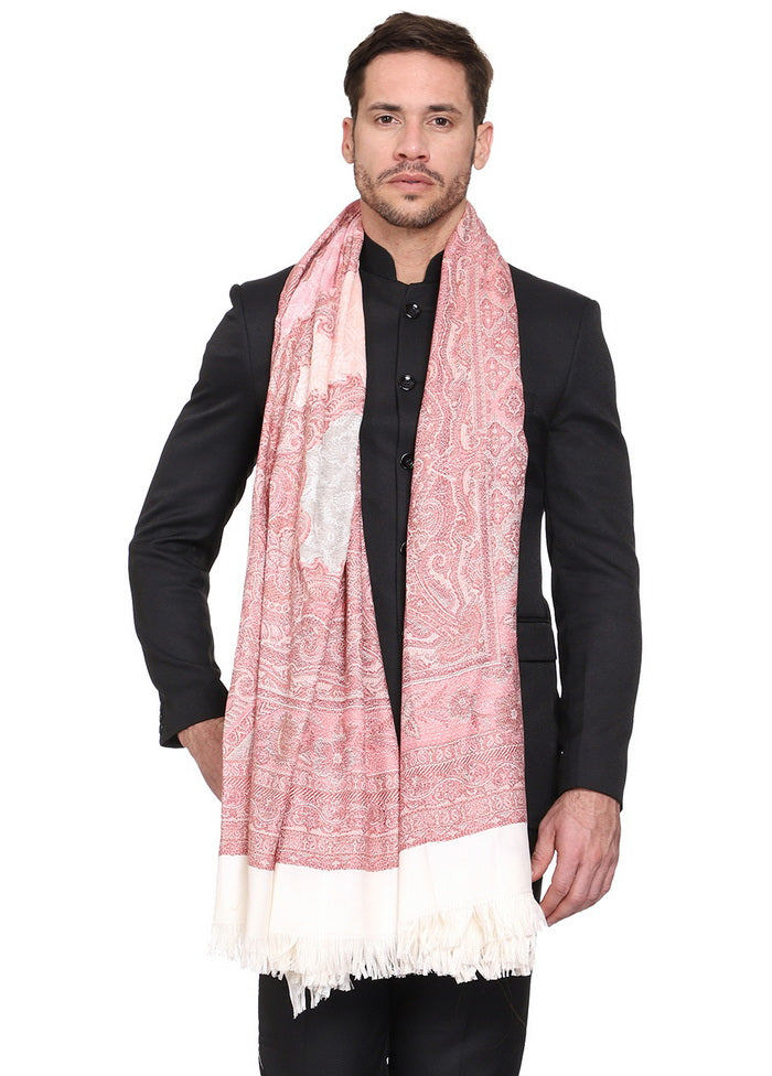 White Poly Wool Woven Shawl - Indian Silk House Agencies