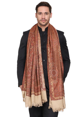 Beige Poly Wool Woven Shawl - Indian Silk House Agencies