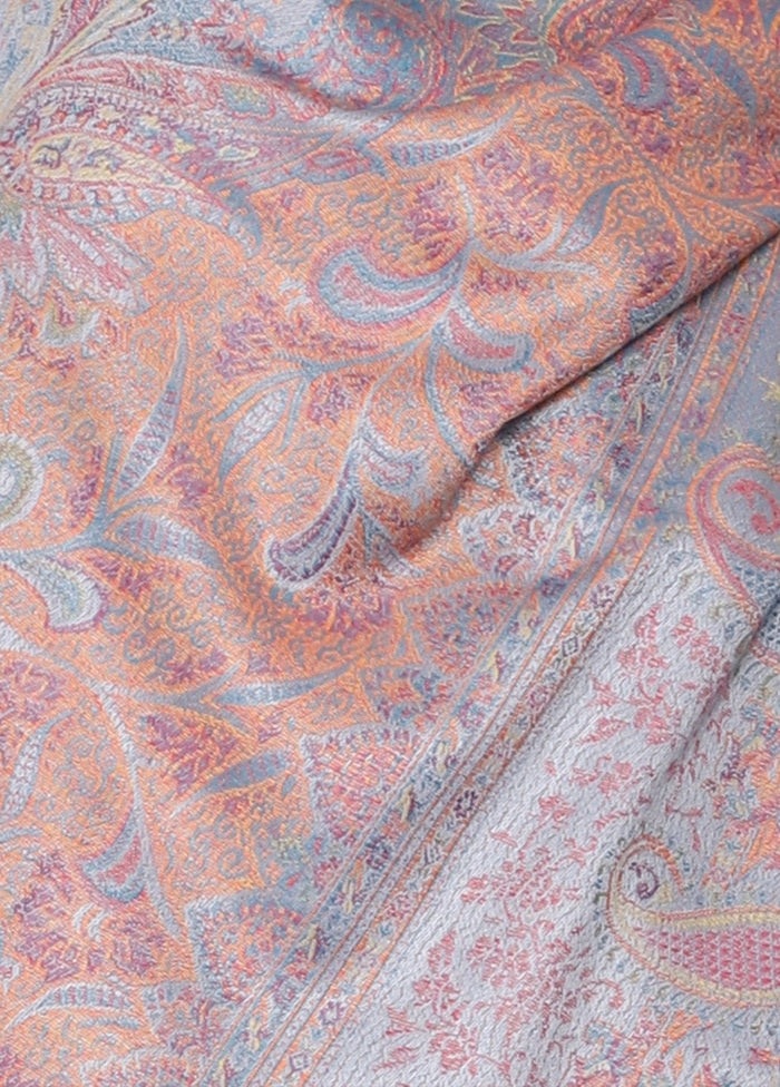 Grey Poly Wool Woven Shawl - Indian Silk House Agencies