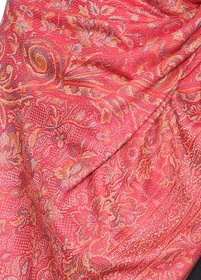 Red Poly Wool Woven Shawl - Indian Silk House Agencies