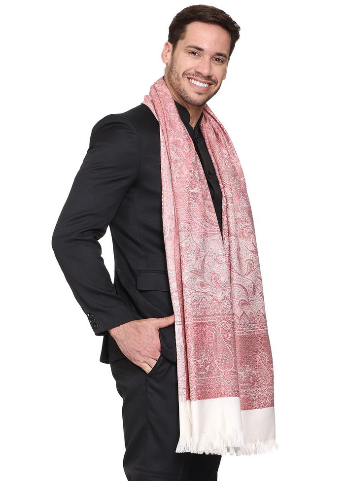 White Poly Wool Woven Shawl - Indian Silk House Agencies