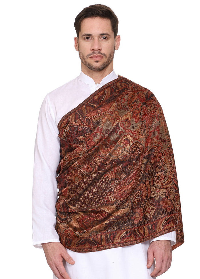 Brown Poly Wool Woven Shawl - Indian Silk House Agencies