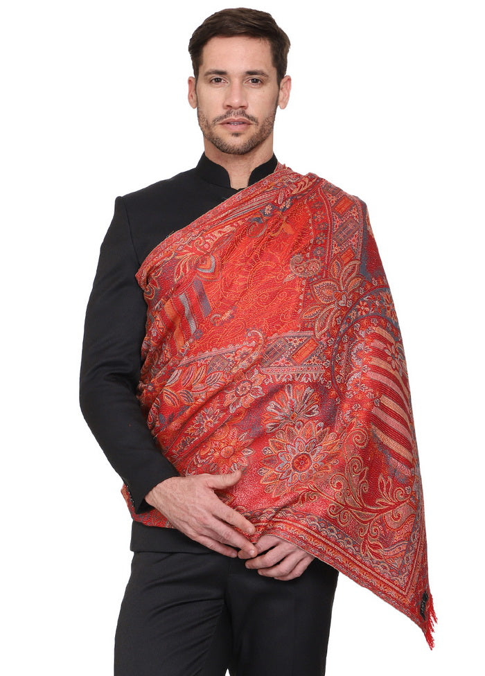 Maroon Poly Wool Woven Shawl - Indian Silk House Agencies