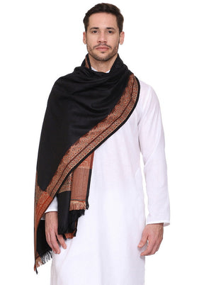 Black Acrylic Wool Woven Shawl - Indian Silk House Agencies