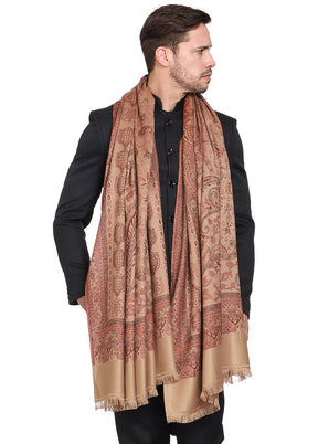 Beige Acrylic Wool Woven Shawl - Indian Silk House Agencies