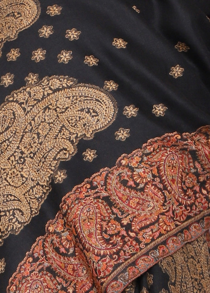 Black Acrylic Wool Woven Shawl - Indian Silk House Agencies