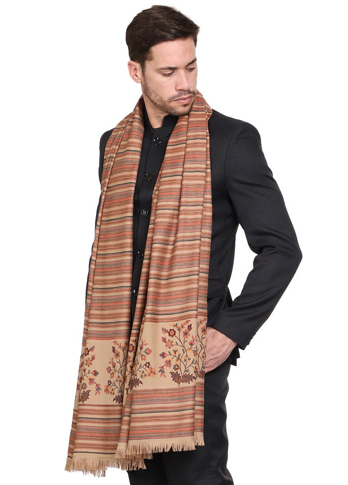 Beige Acrylic Wool Woven Shawl - Indian Silk House Agencies