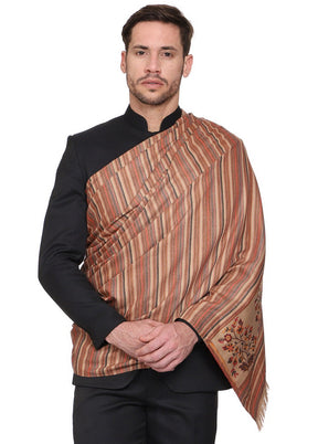 Beige Acrylic Wool Woven Shawl - Indian Silk House Agencies