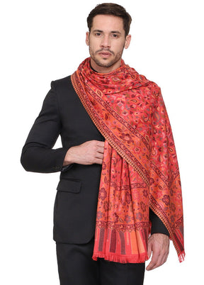 Red Acrylic Wool Woven Shawl - Indian Silk House Agencies