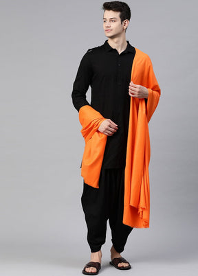 Orange Poly Wool Solid Shawl - Indian Silk House Agencies