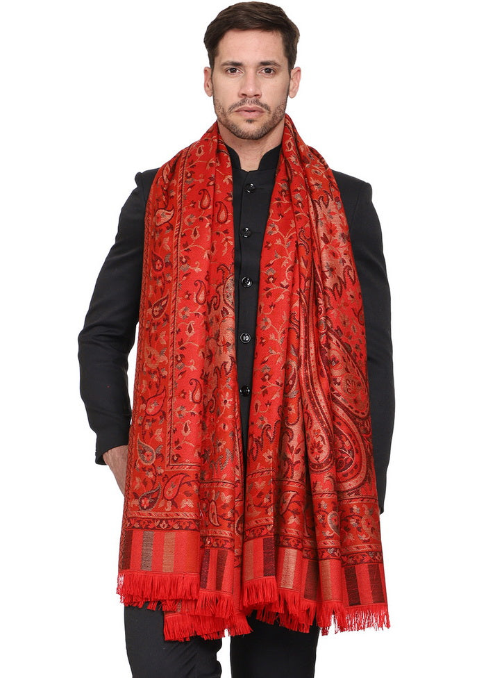 Maroon Acrylic Wool Woven Shawl - Indian Silk House Agencies