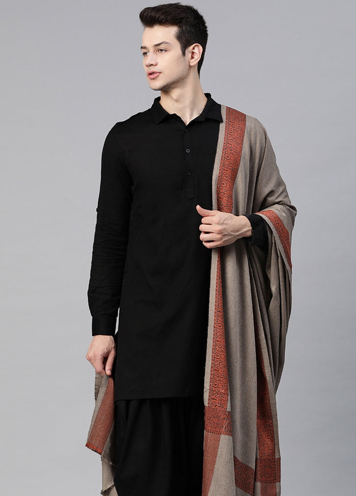 Grey Poly Wool Woven Shawl - Indian Silk House Agencies