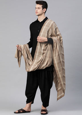 Beige Poly Wool Woven Shawl - Indian Silk House Agencies