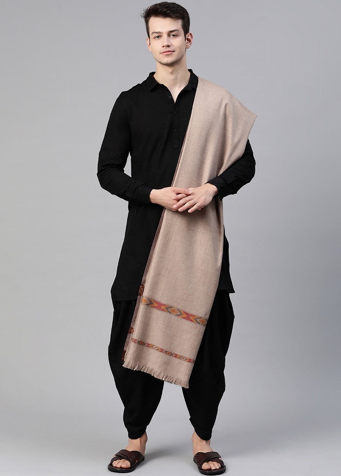 Beige Poly Wool Woven Shawl - Indian Silk House Agencies