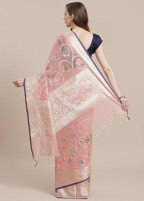 Pink Cotton Zari Saree Without Blouse Piece - Indian Silk House Agencies