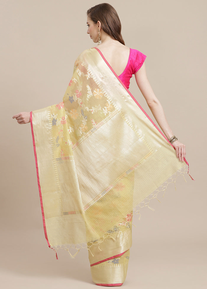 Gold Cotton Zari Saree Without Blouse Piece - Indian Silk House Agencies