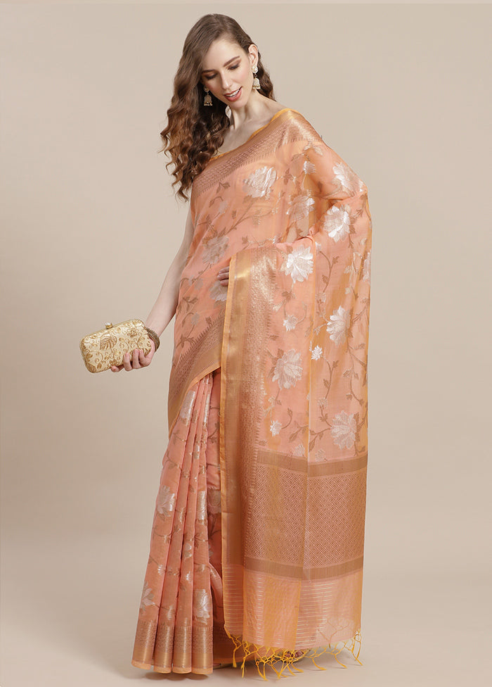 Beige Cotton Zari Saree Without Blouse Piece - Indian Silk House Agencies