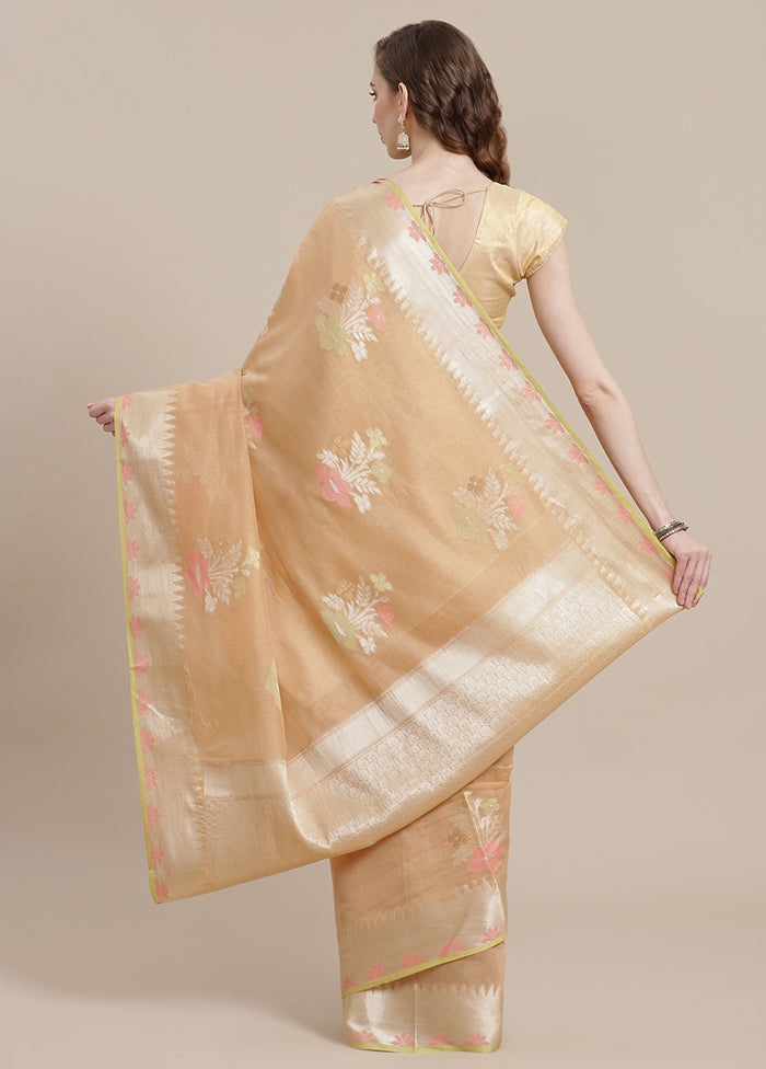 Beige Cotton Zari Saree Without Blouse Piece - Indian Silk House Agencies