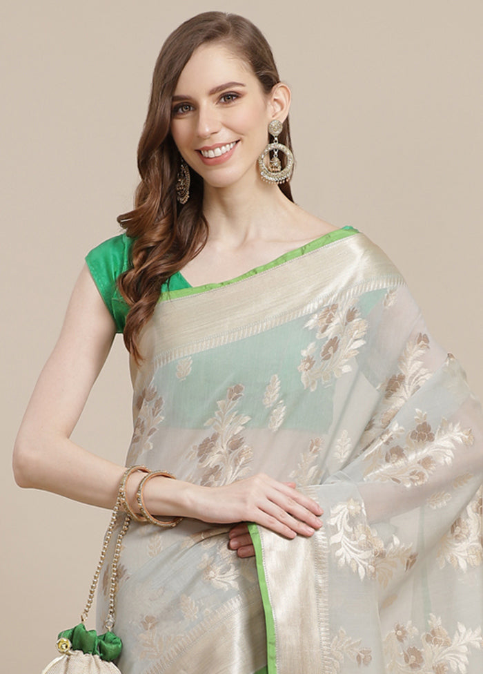 Beige Cotton Zari Saree Without Blouse Piece - Indian Silk House Agencies