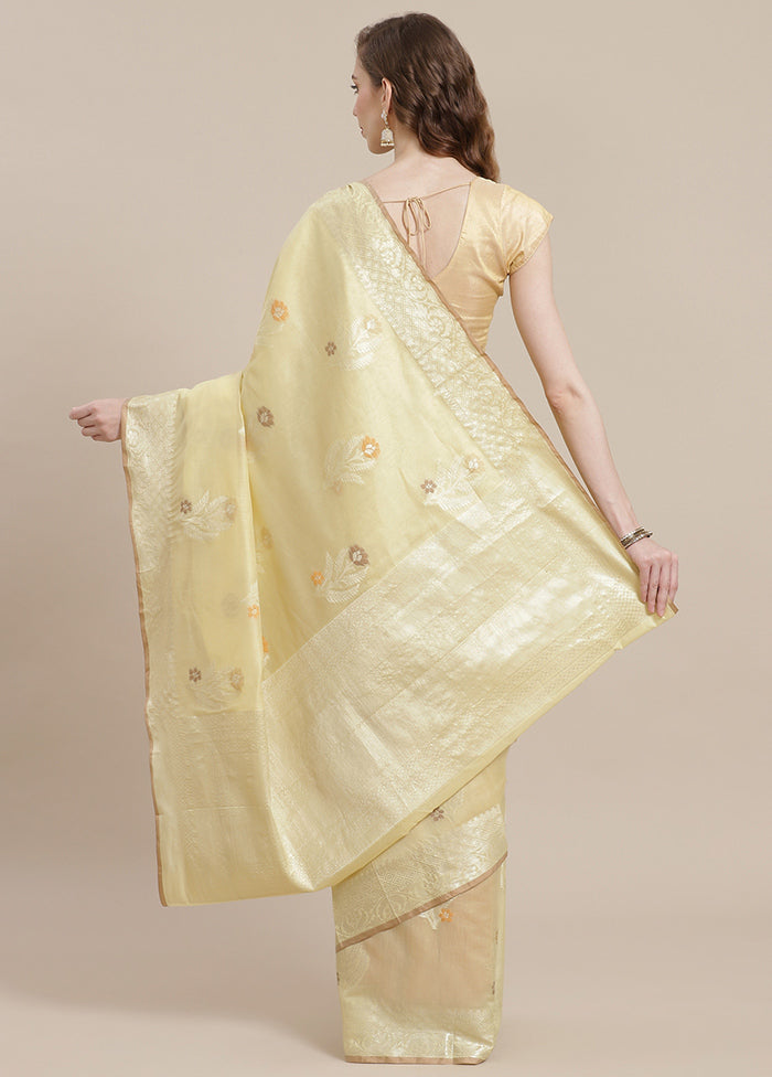 Beige Cotton Zari Saree Without Blouse Piece - Indian Silk House Agencies