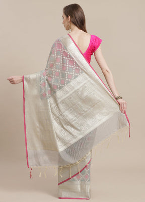 Grey Cotton Zari Saree Without Blouse Piece - Indian Silk House Agencies