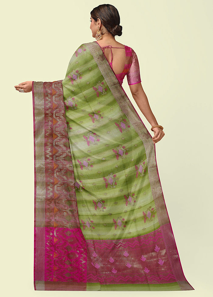 Green Silk Zari Saree Without Blouse Piece - Indian Silk House Agencies