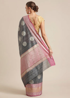 Grey Silk Zari Saree Without Blouse Piece - Indian Silk House Agencies