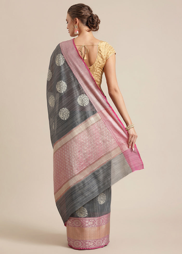 Grey Silk Zari Saree Without Blouse Piece - Indian Silk House Agencies