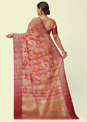 Pink Silk Zari Saree Without Blouse Piece - Indian Silk House Agencies