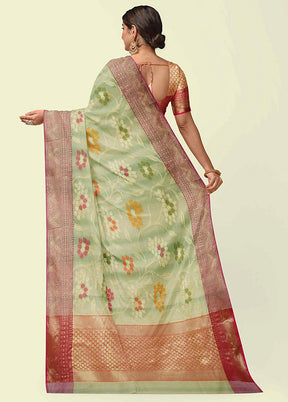 Sea Green Silk Zari Saree Without Blouse Piece - Indian Silk House Agencies