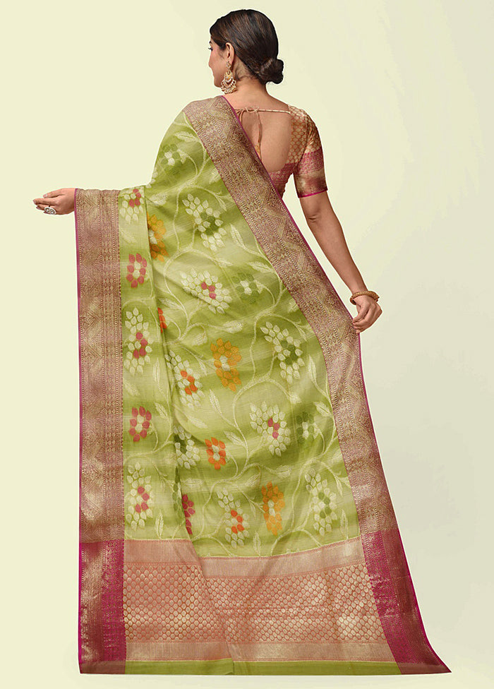 Green Silk Zari Saree Without Blouse Piece - Indian Silk House Agencies