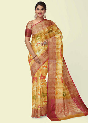 Brown Silk Zari Saree Without Blouse Piece - Indian Silk House Agencies