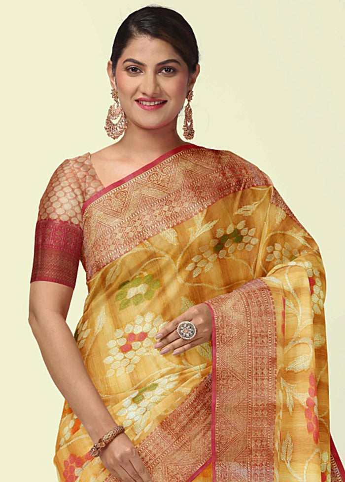 Brown Silk Zari Saree Without Blouse Piece - Indian Silk House Agencies