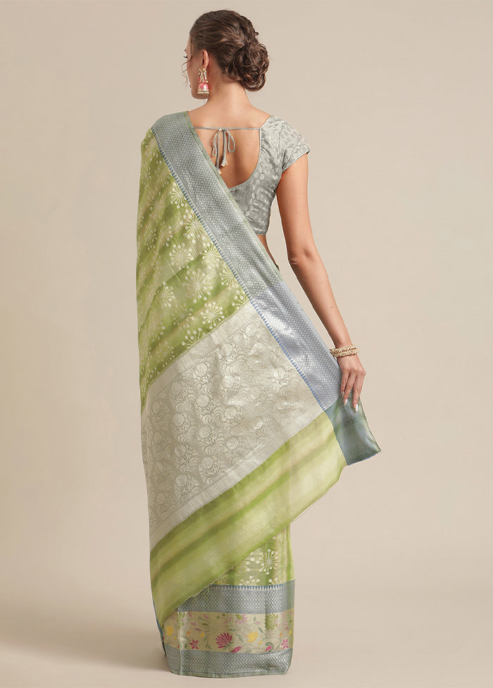 Green Silk Zari Saree Without Blouse Piece - Indian Silk House Agencies