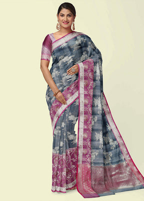 Grey Silk Zari Saree Without Blouse Piece - Indian Silk House Agencies