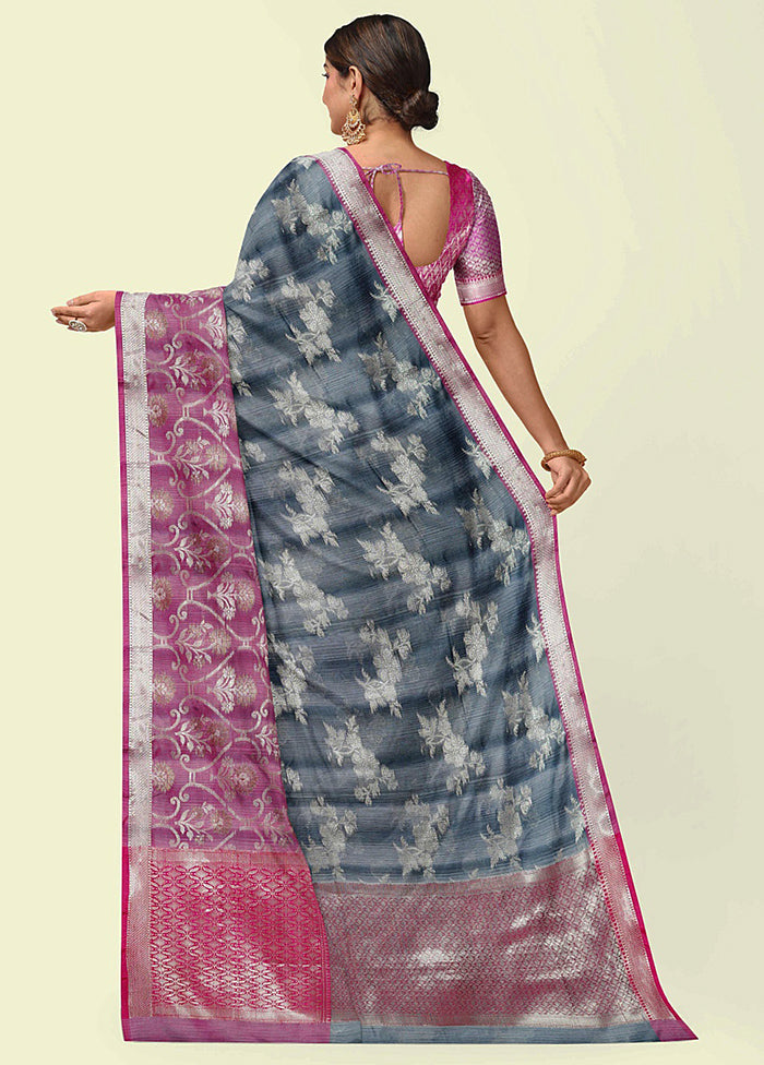 Grey Silk Zari Saree Without Blouse Piece - Indian Silk House Agencies