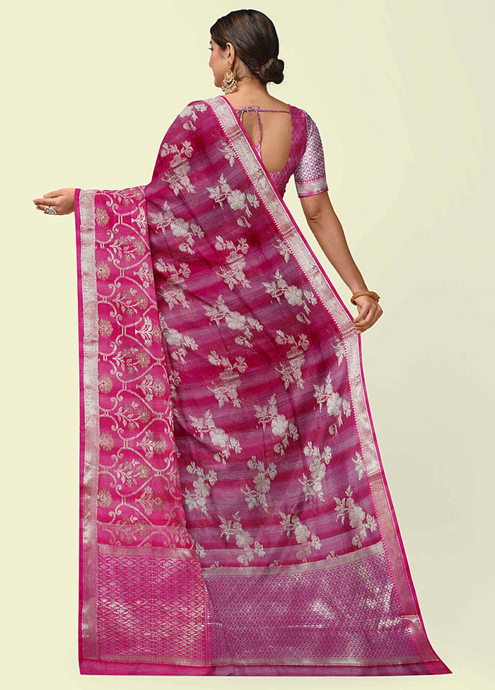 Magenta Silk Zari Saree Without Blouse Piece - Indian Silk House Agencies