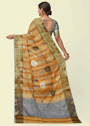 Brown Silk Zari Saree Without Blouse Piece - Indian Silk House Agencies