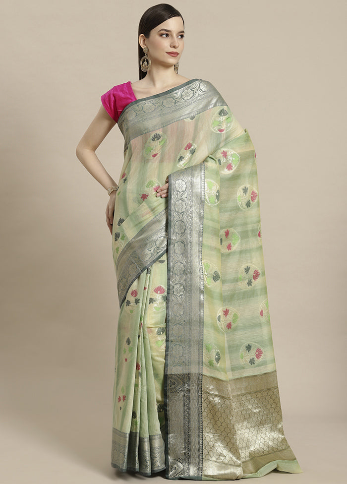 Grey Silk Zari Saree Without Blouse Piece - Indian Silk House Agencies