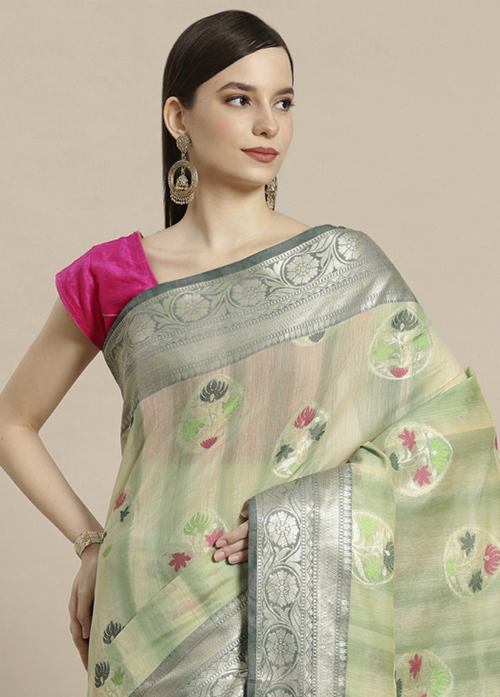 Grey Silk Zari Saree Without Blouse Piece - Indian Silk House Agencies