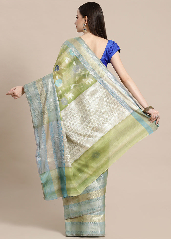 Green Silk Zari Saree Without Blouse Piece - Indian Silk House Agencies