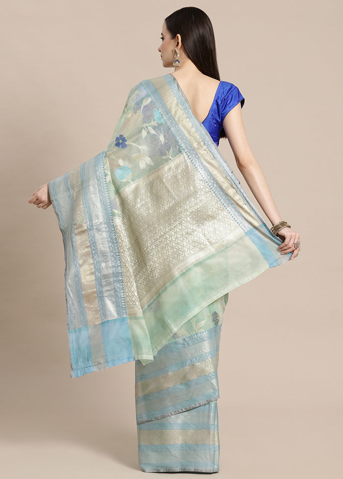 Turquoise Matka Silk Zari Saree Without Blouse Piece - Indian Silk House Agencies