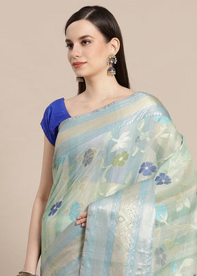 Turquoise Matka Silk Zari Saree Without Blouse Piece - Indian Silk House Agencies