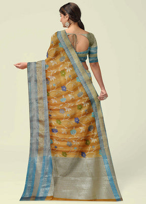 Brown Silk Zari Saree Without Blouse Piece - Indian Silk House Agencies