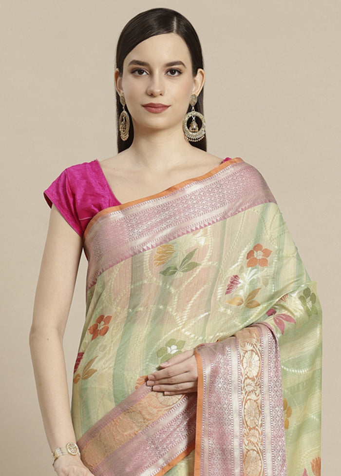 Green Silk Zari Saree Without Blouse Piece - Indian Silk House Agencies