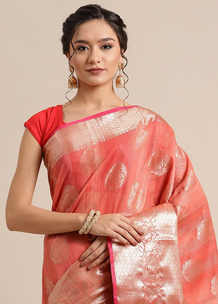 Red Matka Silk Zari Saree Without Blouse Piece - Indian Silk House Agencies