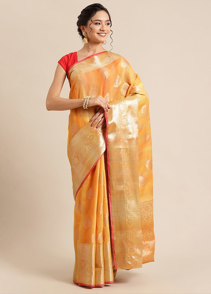 Gold Silk Zari Saree Without Blouse Piece - Indian Silk House Agencies