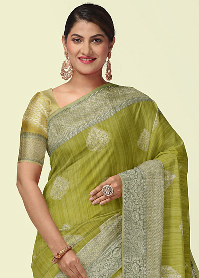 Pista Green Matka Silk Zari Saree Without Blouse Piece - Indian Silk House Agencies